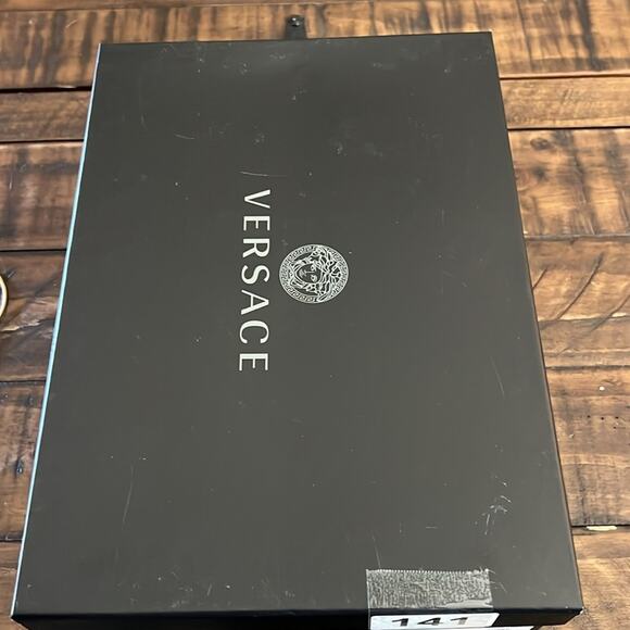 Versace Gold Chain Ankle Strap High Heel Sandals Ice Blue NEW EU 38 US 8 - Picture 12 of 12